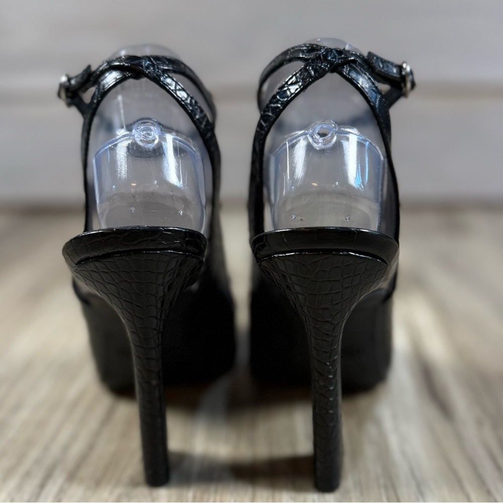 Nine West Black Croc-Pattern Heels - Picture 3 of 16